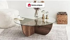 Stolik kawowy ze szkła hartowanego - Naturalny i Przezroczysty - AYSUN