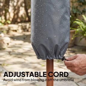 Outsunny Pokrowiec na Parasol Ogrodowy Szary z Poliestru Oxford Odporny na Warunki Atmosferyczne z Zamkiem Błyskawicznym | Aosom PL