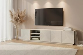 Szafka RTV Asha 200 cm ryflowanym frontem i wnęką - kaszmir