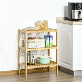 HOMCOM Półka bambusowa z 3 półkami stojak na książki regał naturalny 62x33x80 cm | Aosom PL