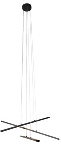 Lampa wisząca czarna z LED 3-stopniowo ściemnialna 6-światłowa - Jolanta Nowoczesny Oswietlenie wewnetrzne