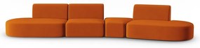 Aksamitna sofa prawostronna w kolorze terakoty 428 cm Paolo – Milo Casa