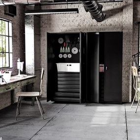 Szafa warsztatowa DAREK, 920 x 1850 x 500 mm, All Black: czarna