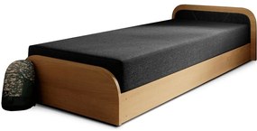 Tapicerowane/z płyty wiórowej łóżko jednoosobowe ze schowkiem z materacem 80x190 cm w kolorze ochry/ciemnoszare Parys – ELTAP