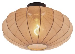 Lampa sufitowa w stylu japandi, brązowa, z abażurem z tkaniny - BidaDesignerski Oswietlenie wewnetrzne