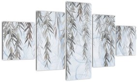 Obraz - Gałązki wierzby na niebieskim tle (125x70 cm)