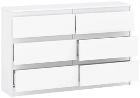Komoda 6 szuflad kolor biały 120cm salon sypialnia