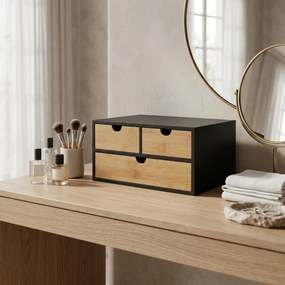 Bambusowy organizer na biurko HEGO, 16 cm, 3 szufladkowy