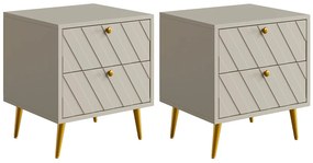 Zestaw 2 szafek nocnych - 2 szuflady - Beżowy - TEODA marki Pascal Morabito