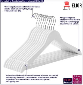 Komplet 10 białych wieszaków drewnianych do szafy M6-B65