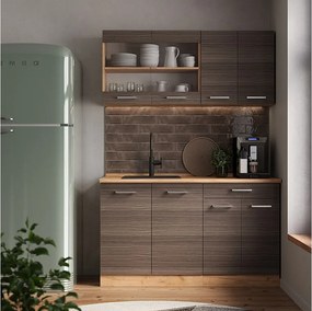 Pojedyncza kuchnia szlachetny szary/złoty dąb 140x46x81.6 r-line