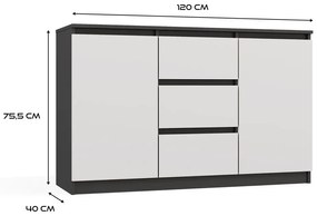Stylowa komoda z szufladami antracyt + biały L8-R88