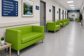 Sofa Monaco : Kolor nogi - Chrom, Kolor tkaniny - EKO-SKÓRA - 5D, Typ tkaniny - Eko-skóra , Wysokość nogi - 15 cm