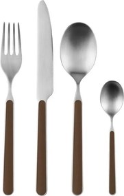 Brązowe/w kolorze srebra sztućce 4 szt. ze stali nierdzewnej dla 1 osoby Noli – noo.ma