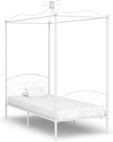 Białe rustykalne łóżko z baldachimem 90x200 cm - Ifrexi