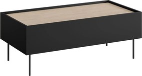 Stolik kawowy Desin 120 cm z szufladami - czarny mat / dąb nagano