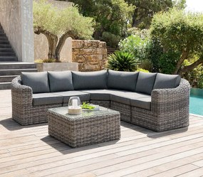 Narożnik modułowy rattanowy BORNEO LUXURY (szary)