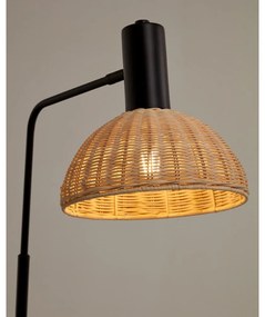 Czarno-naturalna lampa stojąca z rattanowym kloszem (wys. 157 cm) Damila – Kave Home