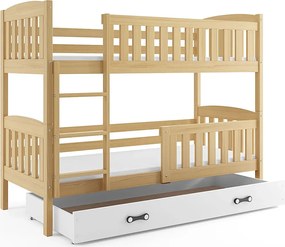 Piętrowe łóżko dla dzieci z białą szufladą 90x200 S2-H04