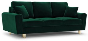Zielona aksamitna rozkładana/ze schowkiem sofa 235 cm Kyoto – Cosmopolitan Design