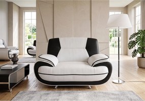 Fotel PALERMO – elegancki fotel do salonu w ekoskórze SOFT biało- czarnej