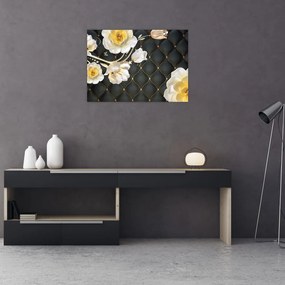 Obraz białych kwiatów róży (70x50 cm)