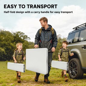 Outsunny Zestaw piknikowy 3 w 1, stół, 2 ławki, składany stół campingowy z uchwytami, z plastiku i metalu, biały