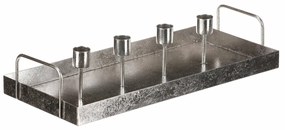 Metalowy świecznik na 4 stożkowe świece,prostokątny, srebrny