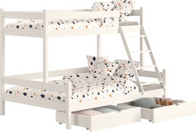 Łóżko drewniane Poli 80x180/120x180 piętrowe z szufladami - biały