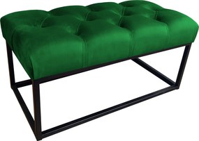 Ławka CHESTERFIELD tkanina Welur loft ławka metal : Kolor Stelaża - Czarny , Kolor tkaniny - VELVET - MG25, Typ tkaniny - Velvet