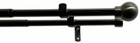 Podwójny zestaw zasłon rozciąganych. Kule 16/19mm, czarny nikiel, 200–350 cm, bez kółek, 200 - 350 cm