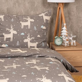 4Home Pościel flanelowa Happy reindeer, 220 x 200 cm, 2 szt. 70 x 90 cm