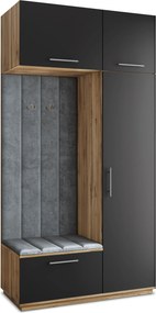 Masseno Garderoba REMA 120/240/60 cm Nowoczesna Szafa do Przedpokoju Dąb wotan, MONOLITH 85 (Szary)