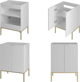 Szafka pod umywalkę wpuszczaną Aspen 09, biały mat/złoty, 60 cm
