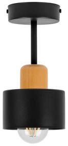 Czarna lampa sufitowa, jednopunktowy spot DBU1010SC z drewna i metalu