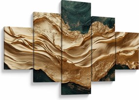 Obraz - Zielona abstrakcja ze złotem II. (125x70 cm)