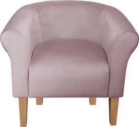 Fotel Milo tkanina Welur wygodny fotel tapicerowany do salonu i sypialni : Kolor nogi - Drewno, Kolor tkaniny - VELVET - MG55, Wysokość nogi - 20 cm