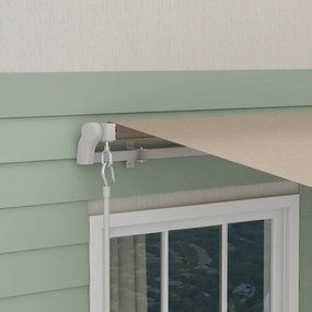 Outsunny Markiza zewnętrzna ręczna przegubowa 4 m z korbą ręczną aluminium kolor biały + beżowy