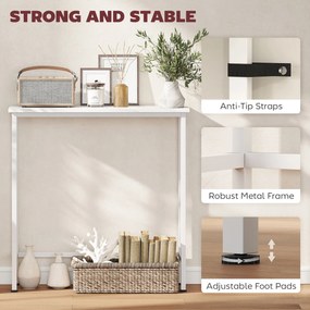 HOMCOM Stolik konsolowy Flurtisch z regulowanymi stopkami, pasami przeciwwysypowymi 75 x 24 x 76 cm do małych pomieszczeń Biały