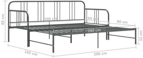 Szare rozkładane metalowe łózko 90x200 cm - Vesmos