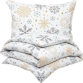 4Home Pościel flanelowa Frosty snowflakes, 140 x 220 cm, 70 x 90 cm
