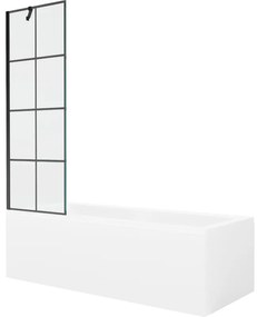 Mexen Cubik wanna prostokątna 170 x 70 cm z obudową i parawanem 1-skrzydłowym 60 cm, czarny wzór - 550317070X9506007077