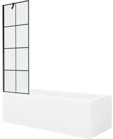 Mexen Cubik wanna prostokątna 170 x 70 cm z obudową i parawanem 1-skrzydłowym 60 cm, czarny wzór - 550317070X9506007077