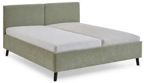 Jasnozielone tapicerowane łóżko dwuosobowe ze stelażem 160x200 cm Piano – Meise Möbel