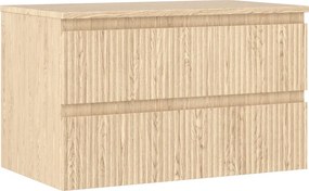 Mexen Rivel szafka łazienkowa podumywalkowa 80 cm z blatem, 2 szuflady, ryflowana , dąb - 91A20-08047-2-BFFC81
