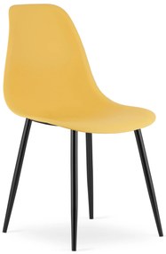 Zestaw 4 musztardowych krzeseł OSAKA z czarnymi nogami