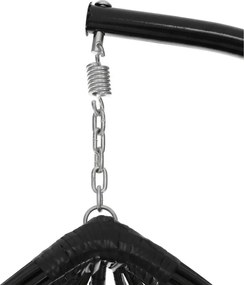 Wiszący fotel TARINO ze stojakiem, czarny/szara poduszka