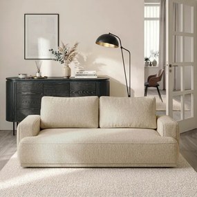 Sofa z Funkcją Spania CAMELIA Beżowa Boucle Japandi