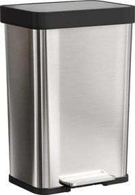 HOMCOM 60 L kosz na śmieci z pedałem, stalowy pojemnik z pokrywą z miękkim domykaniem, kolor srebrny