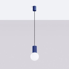 Lampa wisząca HALO 1 ultramaryna ryflowana SOLLUX  LIGHTING
